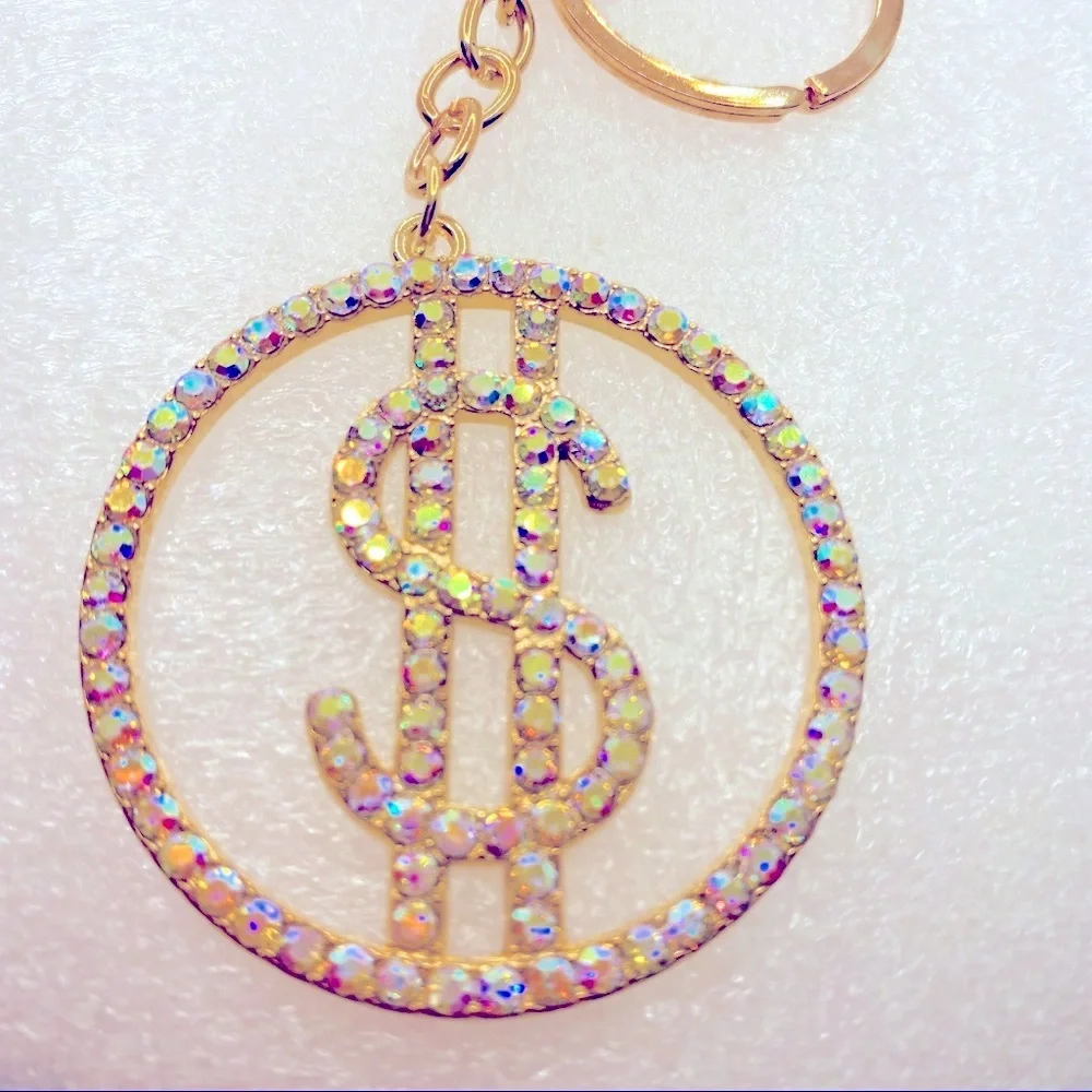 Purse Charm Key Chain Crystals Iridescent